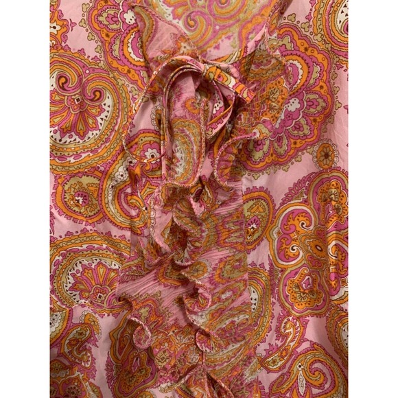 Vintage 1970s Button Down Blouse Colorful Paisley - Picture 7 of 8